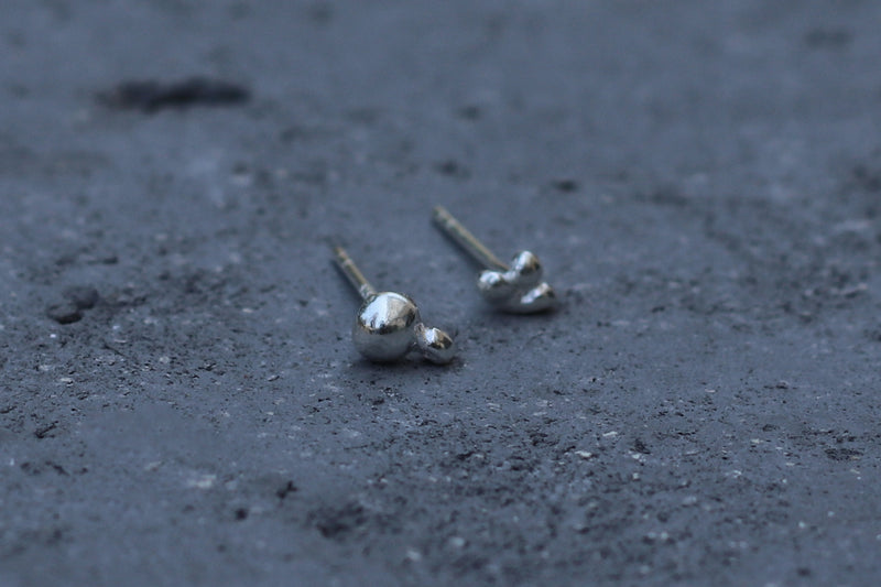 Small handmade silver ball earrings