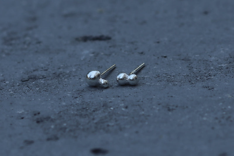 Small handmade silver ball earrings