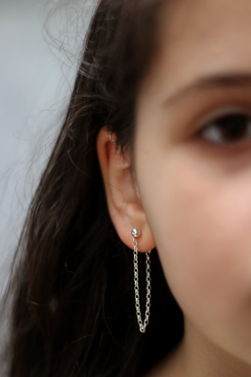 Long silver chain earrings
