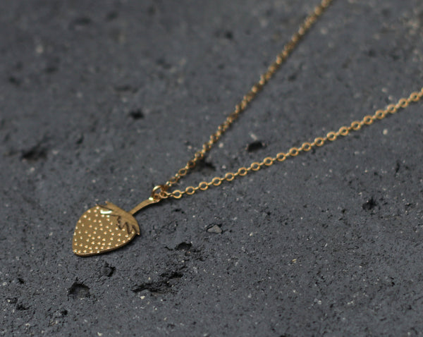 Gold strawberry necklace