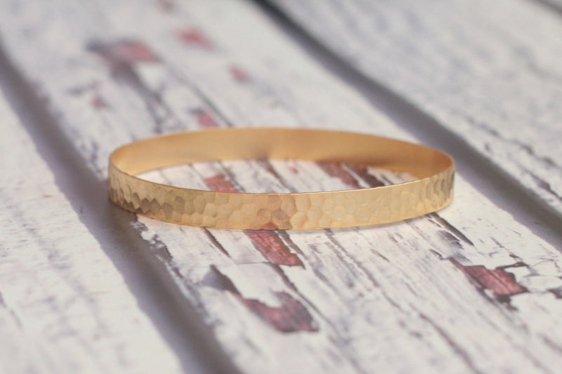 Delicate Thin Golden Hammered Bangle