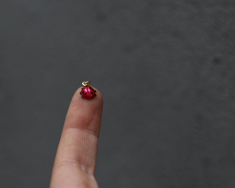Delicate red ladybug beetle necklace