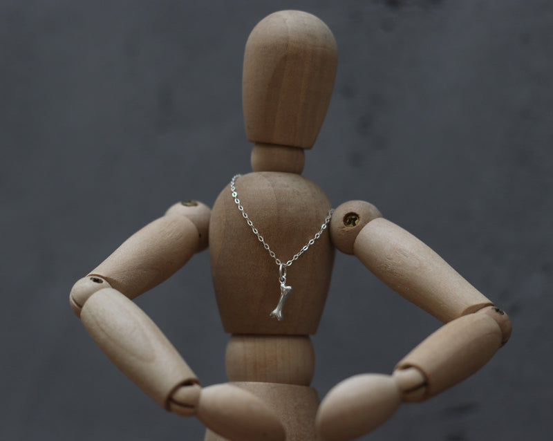 Silver 3D bone necklace