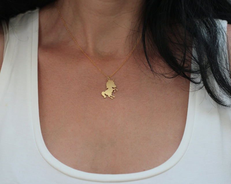 Cute gold unicorn necklace