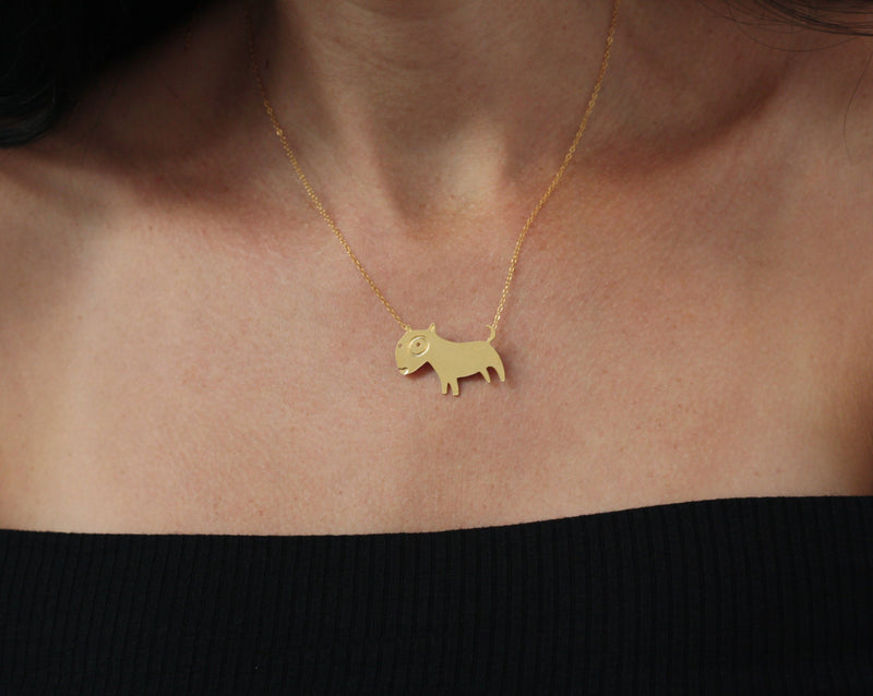 Gold bull terrier necklace