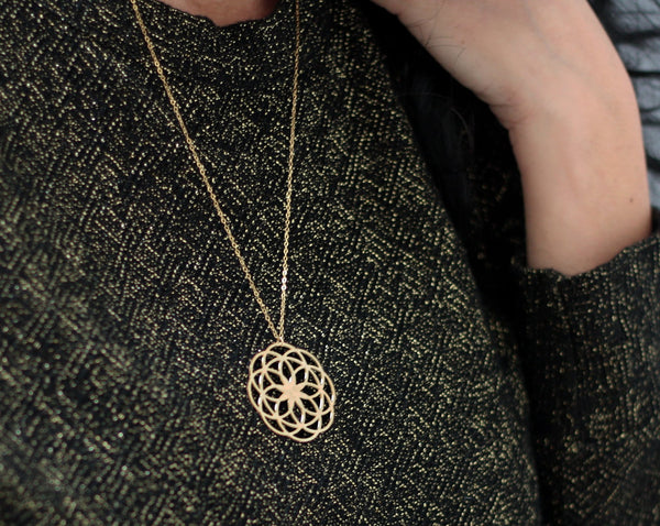 Geometric Mandala Circle Necklace