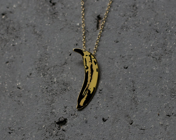 Yellow banana necklace inspired by Andy Warhol,