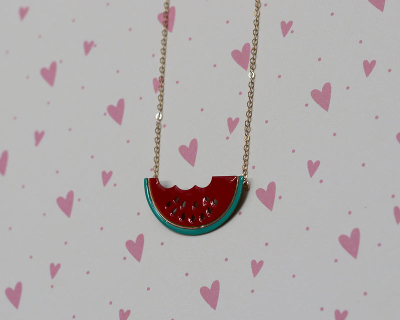 Colorful bite watermelon necklace