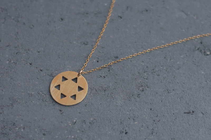 Gold Star of David necklace in a circle