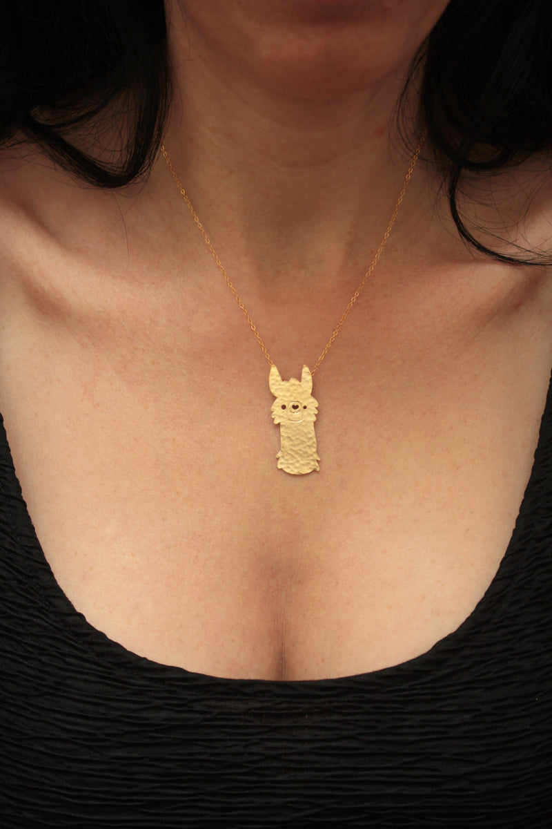 Llama Necklace - Cute Smiling Alpaca Jewelry