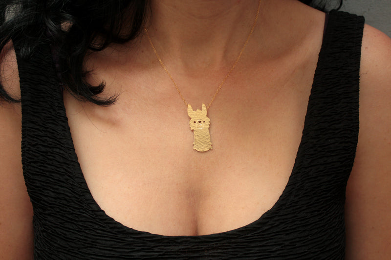 Llama Necklace - Cute Smiling Alpaca Jewelry