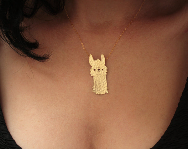 Llama Necklace - Cute Smiling Alpaca Jewelry