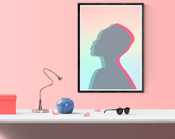 פוסטר של פרופיל של אישה בצבעי פסטל לעיצוב הבית