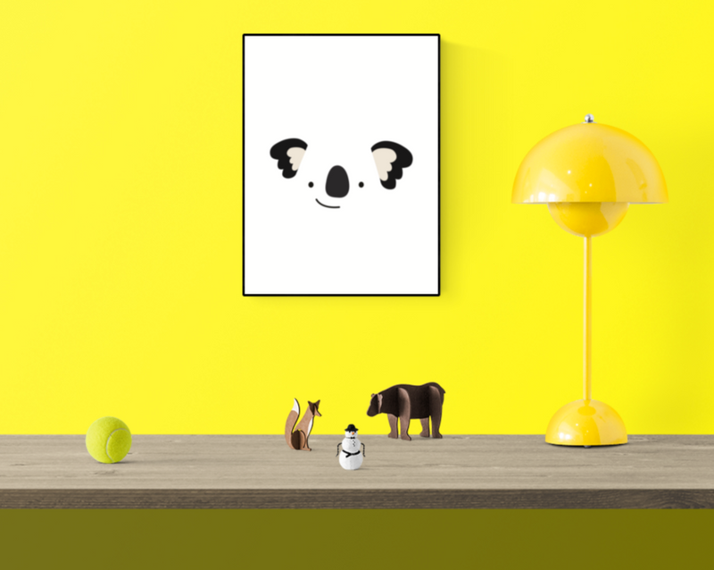 A minimalist picture of a koala bear for framing