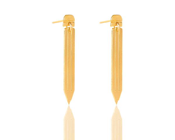 Long attached pencil earrings